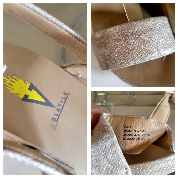 Volatile Wedges Metallic Platform Sandals US SZ 6 - Picture 8 of 8